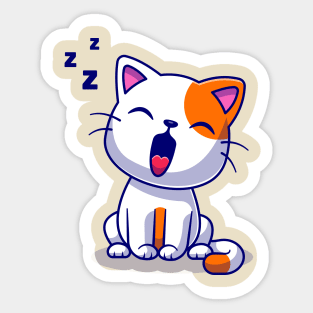 Cute Cat Yawning Sleepy Cartoon Sticker